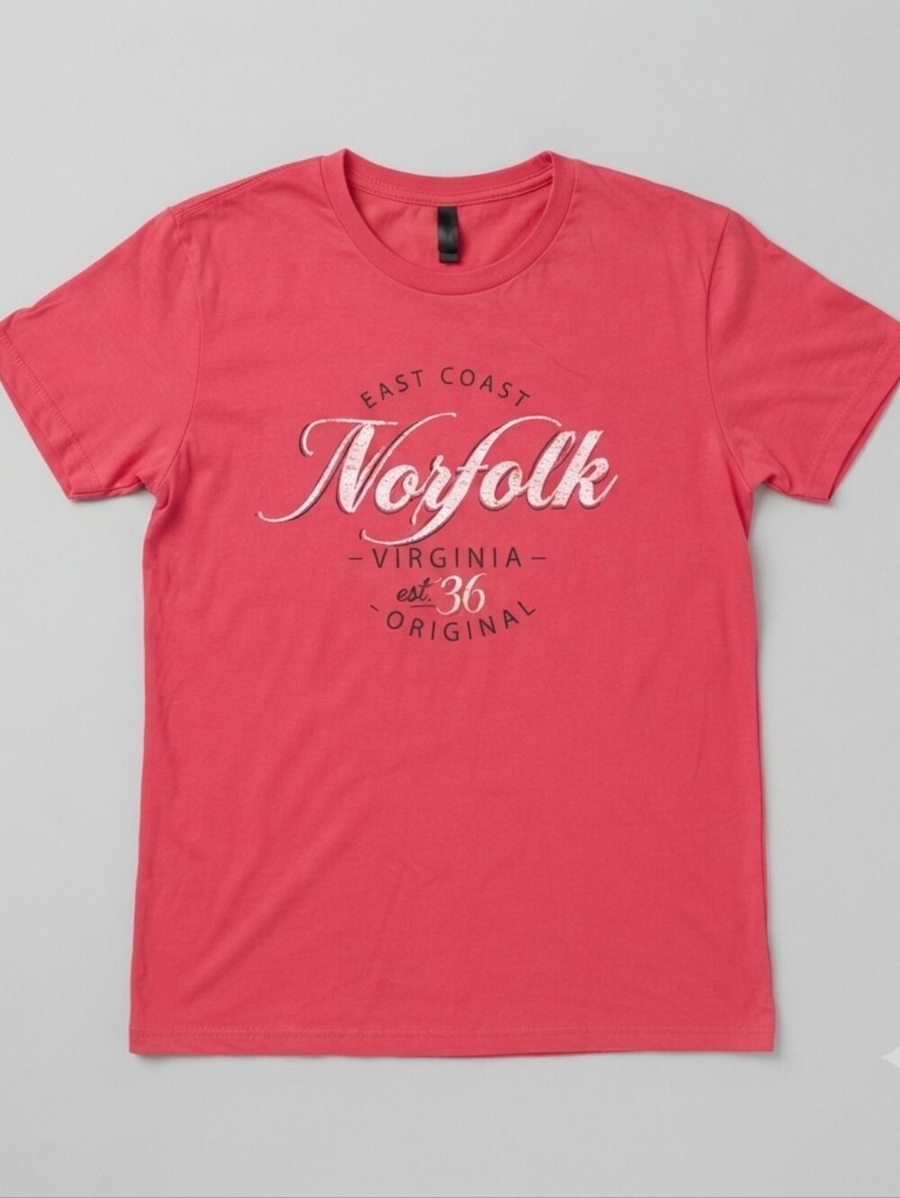 ANVIL Lightweight Women's T-Shirt Size L Large Pink Norfolk Virginia Est. '36